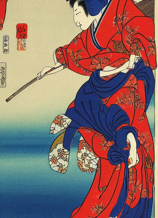 Image similar to ukiyoe painting of osan gitsune, award winning painting, ukiyoe style