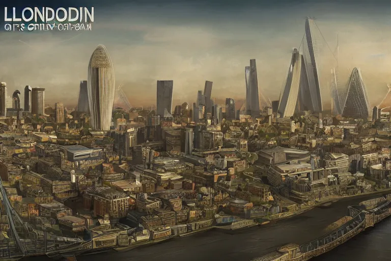 Prompt: London in the Style of Disco Elysium concept art