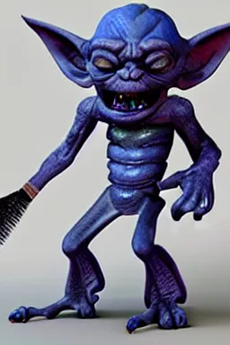 Image similar to a beautiful portrait of a happy blue goblin creature with a paint brush by james gurney | unreal engine :. 3