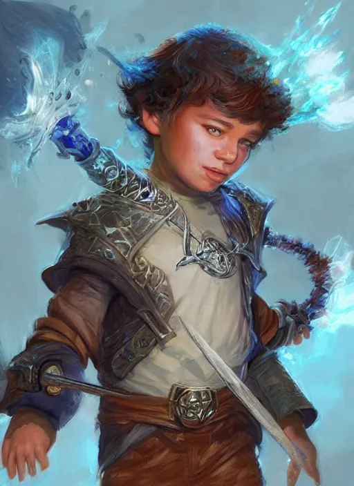 Image similar to young boy, ultra detailed fantasy, dndbeyond, bright, colourful, realistic, dnd character portrait, full body, pathfinder, pinterest, art by ralph horsley, dnd, rpg, lotr game design fanart by concept art, behance hd, artstation, deviantart, hdr render in unreal engine 5