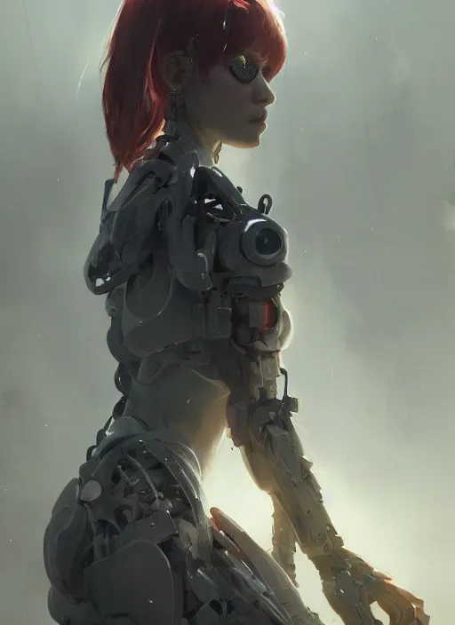 Prompt: A portrait of a female cyborg by Greg Rutkowski, Sung Choi, Mitchell Mohrhauser, Maciej Kuciara, Johnson Ting, Maxim Verehin, Peter Konig, final fantasy, 8k photorealistic, cinematic lighting, HD, high details, dramatic, atmospheric , trending on artstation