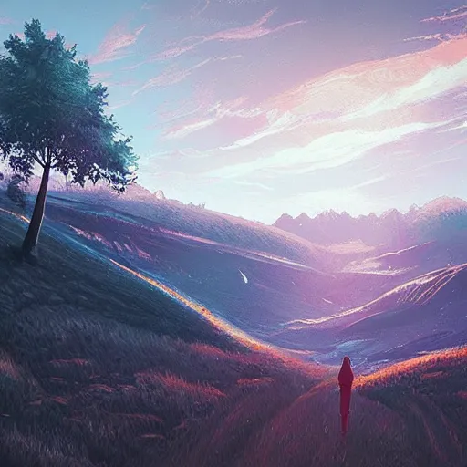 Image similar to epic landscape, highly detailed : alena aenami