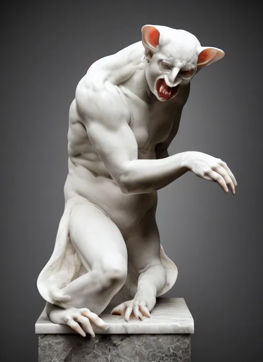 Image similar to marble statue of a vampire bat, glossy, beautiful studio lighting