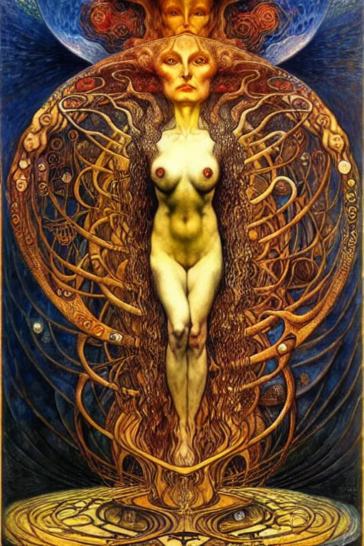 Image similar to Divine Chaos Engine by Karol Bak, Jean Delville, William Blake, Gustav Klimt, and Vincent Van Gogh, symbolist, visionary