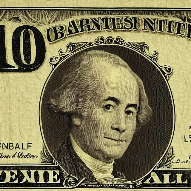 Image similar to one dollar bill with an emoji face, photograph