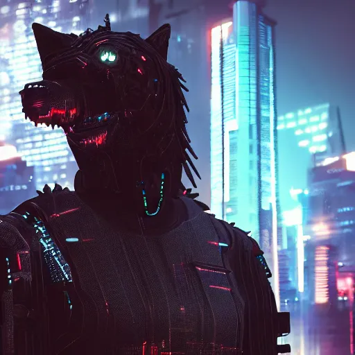 Prompt: cyberpunk werewolf in a futuristic city, ultra detail, unreal engine, 8 k