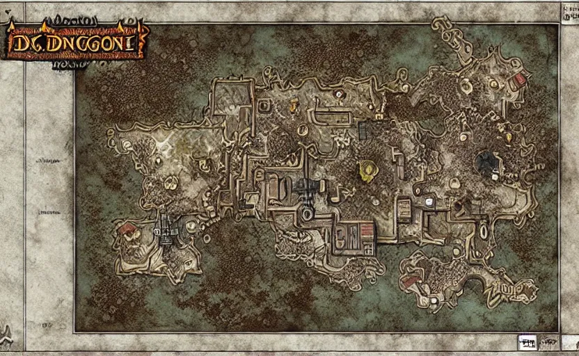 Image similar to Intricate dungeon map for d&d, digital paint, wizards of the coast