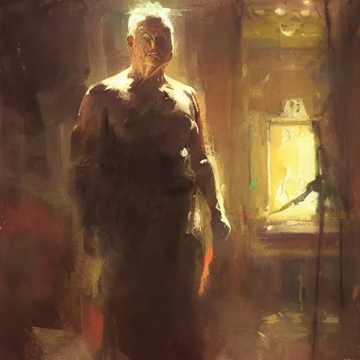Image similar to the lone aging superhero, by jeremy mann, anders zorn.