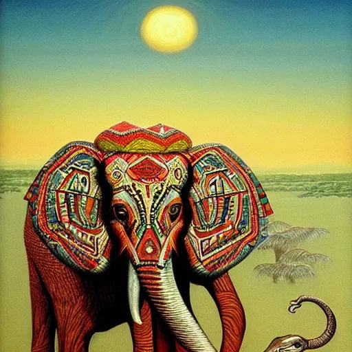 aztec elephant painting