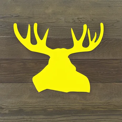 Image similar to a yellow moose logo, looking to the side, maple leaf antler, logo