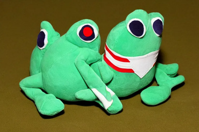 Image similar to frog plushie wearing a sailor suit