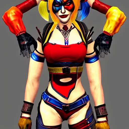 Image similar to Harley Quinn in Mortal Kombat.