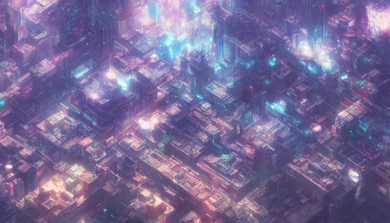 Prompt: anime style, vaporwave city, ray - tracing, mesmerizing, volumetric lighting, 4 k, fantastical, concept art, highly detailed, cinematic, smooth, artstation, trending, feng zhu, shaddy safadi, noah bradley, tyler edlin, jordan grimmer, darek zabrocki, neil blevins, tuomas korpi