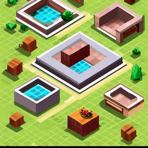 Image similar to isometric tileset for a cooking game