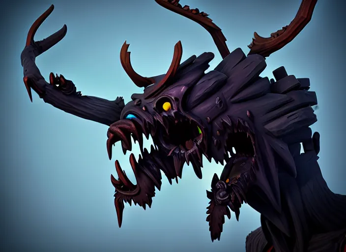 Image similar to wendigo head, stylized stl, 3 d render, activision blizzard style, hearthstone style, darksiders art style, greg rutkowski style