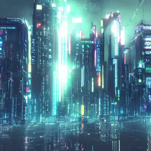 Prompt: a cyberpunk city skyline, photorealistic, ultra hd, wallpaper