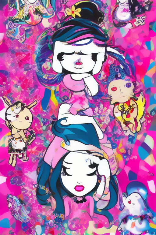 Image similar to empowering female artwork by tokidoki, ali sabet, lisa frank & sho murase