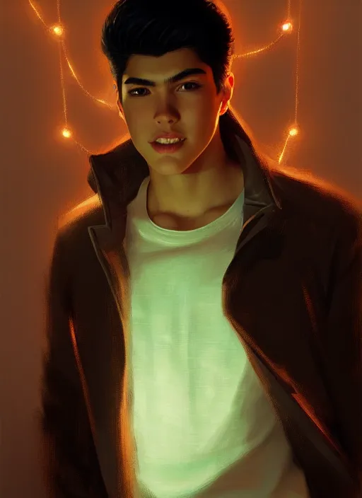 Image similar to portrait of teenage reggie mantle, mean smirk, intricate, elegant, glowing lights, highly detailed, digital painting, artstation, concept art, smooth, sharp focus, illustration, art by wlop, mars ravelo and greg rutkowski