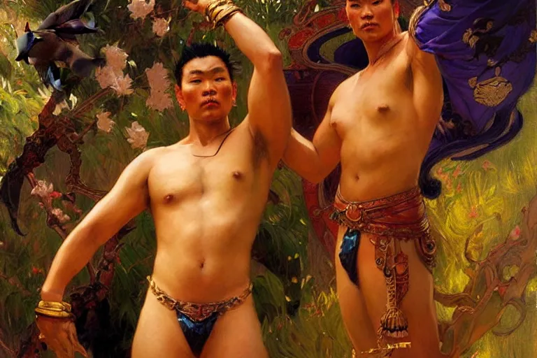 Image similar to asian mythology, painting by gaston bussiere, craig mullins, j. c. leyendecker, tom of finland