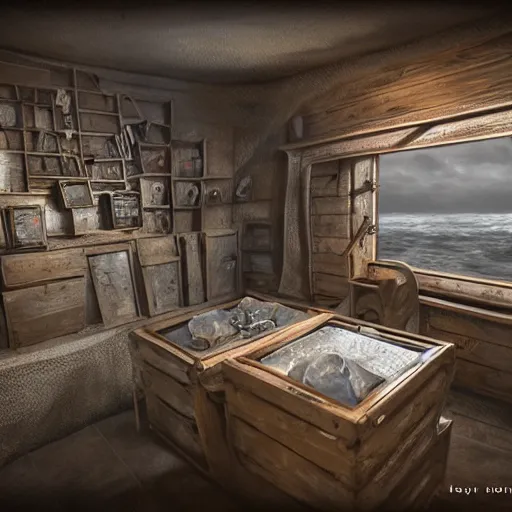 Prompt: a great treasure trove filled with precious objects stollen by pirates, hyper realistic, hdri, raytracing