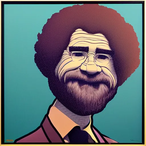 Image similar to uneven, muted by bob ross, by tom whalen. a beautiful sculpture of a person in profile, with their features appearing both in front of & behind their head.