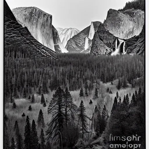 Image similar to yosemite national park award winning photography by ansel adams