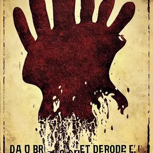 Image similar to a wrinkly old hand coming out of the toilet, horror movie poster