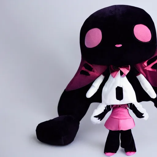 Image similar to cute fumo plush of the dark shadow girl from the voidworld of nonspace