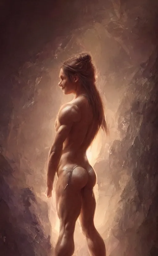 Image similar to Portrait of a fairy, female, muscular, straight nose!!!, detailed face, handsome face, bare thighs!!!, simple clothing!!!!!, fantasy, medieval, highly detailed, cinematic lighting, digital art painting by greg rutkowski