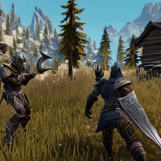 Prompt: elder scrolls 5 Skyrim in fortnite style