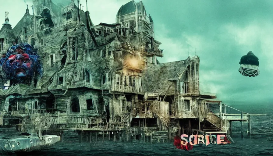 Image similar to Big budget color horror movie, city under the sea