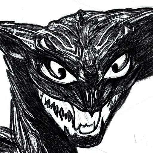 Prompt: highly detailed night fury, black and white, sketch