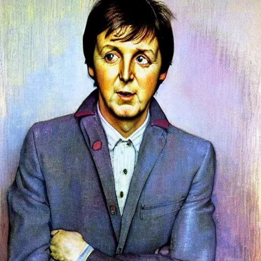 Prompt: portrait of Paul McCartney (1965), by Norman Rockwell