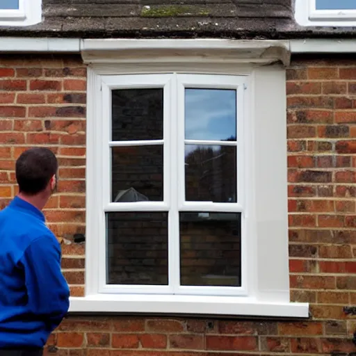 Image similar to builders inspecting and discussing single sash window