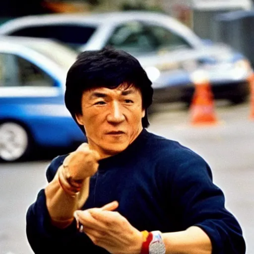 Prompt: jackie chan getting robbed in rio de janeiro