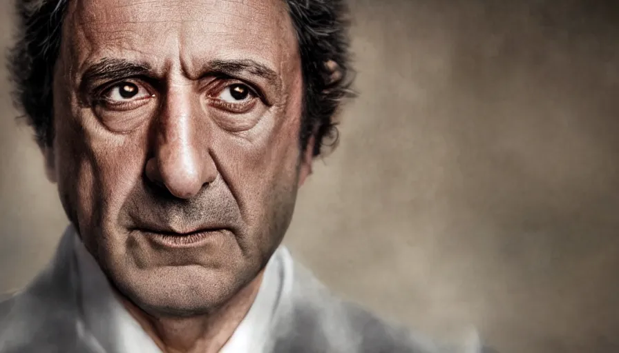 Image similar to hyper-realistic and detailed 2010s movie still portrait of kubric, by Paolo Sorrentino, Leica SL2 30mm, beautiful color, high quality, high textured, cinematic, low angle shot