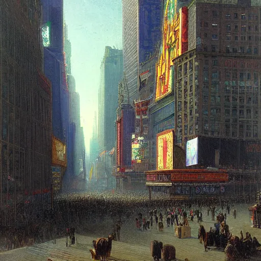 Prompt: New York City Times Square by Albert Bierstadt, high detail