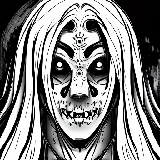 Prompt: Portrait of a Ghoul, manga style, ultra detailed, gray