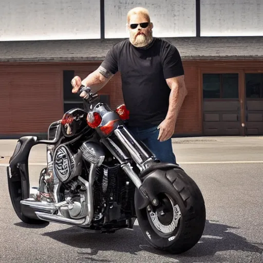 Prompt: Paul Teutul senior mixed with a walrus from American Chopper