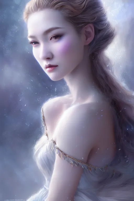Prompt: a masterpiece ultrarealistic ultradetailed portrait of a very beautiful ice queen, medium shot, intricate, elegant, by stanley artgerm lau, wlop, rossdraws, james jean, andrei riabovitchev, marc simonetti, light by julie bell, porcelain skin. global illumination, vfx