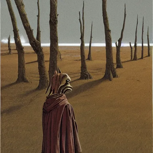 Prompt: jar jar bunks portrait by David friedrich