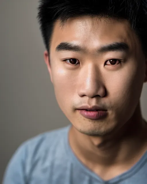 Prompt: gold, blue, hyper realistic photo of an asian male, 8 k, 8 5 mm f 1. 8
