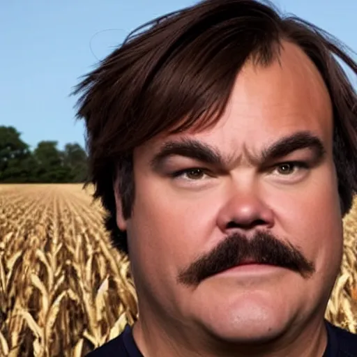 Image similar to jack black in a cornfield, staring creepily