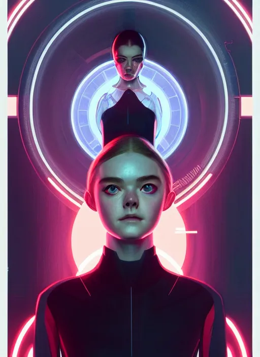 Prompt: symmetry!! portrait of elle fanning in prey, sci - fi, tech wear, glowing lights!! intricate, elegant, highly detailed, digital painting, artstation, concept art, smooth, sharp focus, illustration, art by artgerm and greg rutkowski and alphonse mucha