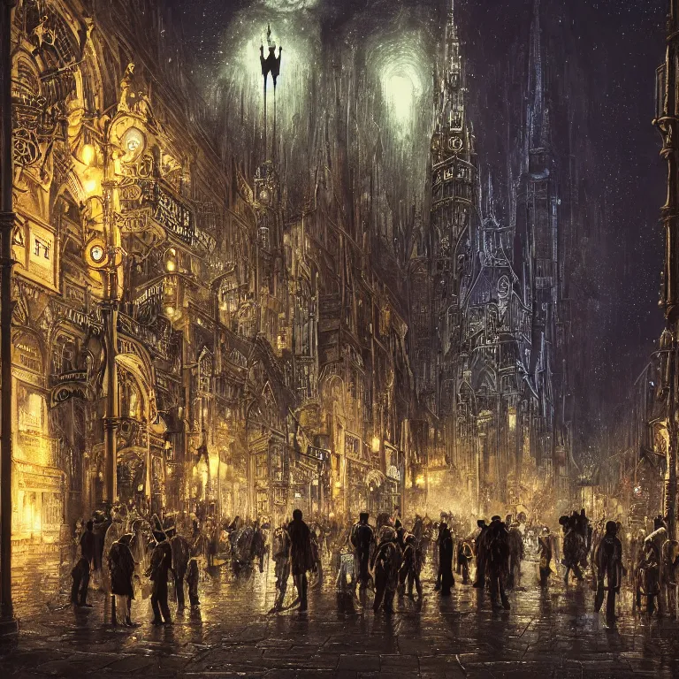 Prompt: few people waiting in a bus stop in dark city night, intricate detailed Gothic Architecture Surrounded by a Cemetery of Grave Stones and Ghosts james gurney, dan luvisi, Petros Afshar, tim hildebrandt, liam wong, Mark Riddick, thomas kinkade, ernst haeckel, dan mumford, trending on artstation, josephine wall, WLOP .cgsociety by Gediminas Pranckevicius, trending on cgsociety and DeviantArt