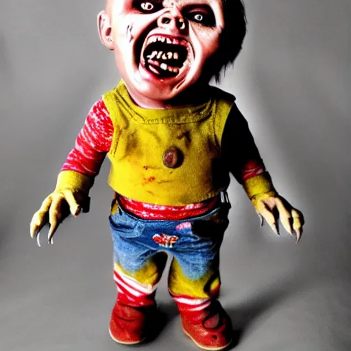 Image similar to screaming death chucky doll