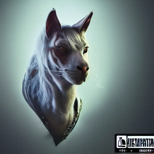 Image similar to A hyper real comic book style portait painting of a horsecat, unreal 5, hyperrealistic, octane render, cosplay, RPG portrait, dynamic lighting