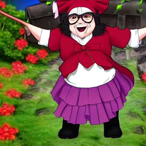 Image similar to screenshot of danny devito as a touhou character