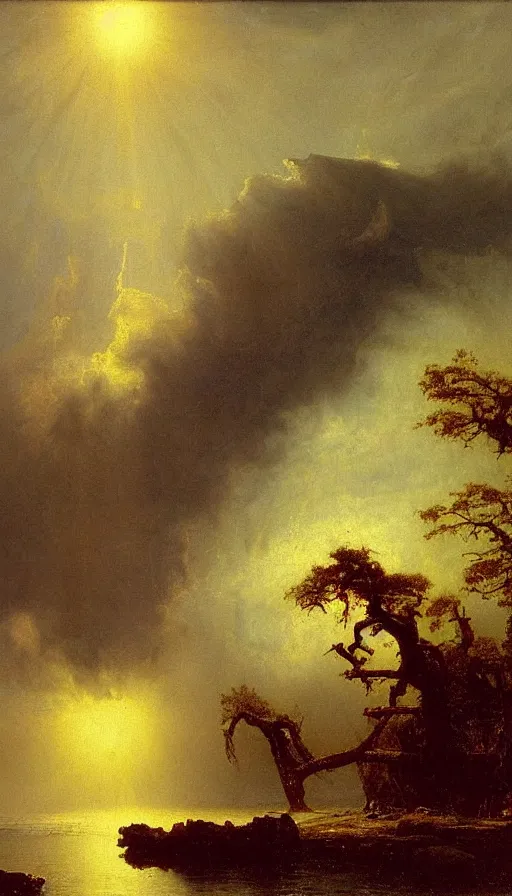 Prompt: the end of the world, by albert bierstadt,