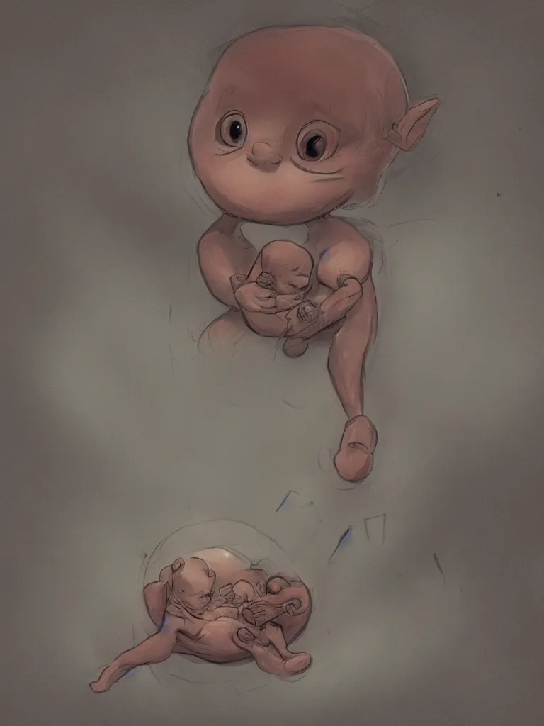 Image similar to fetus by disney concept artists, blunt borders, rule of thirds